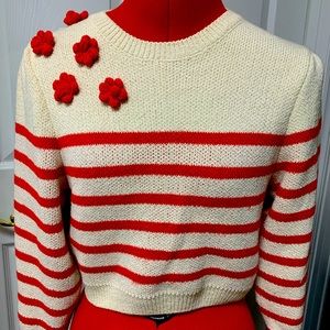 ZARA Wool Striped Red & White SweaterPullover/Top NWT